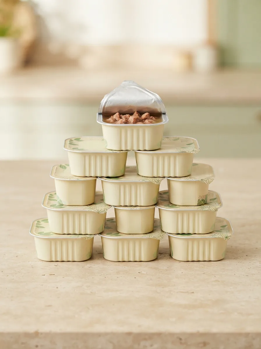 Multifit Adult Special Jelly Classic Katze Nassfutter als Multipack aus zwölf Dosen mit geöffneter oberster Portion